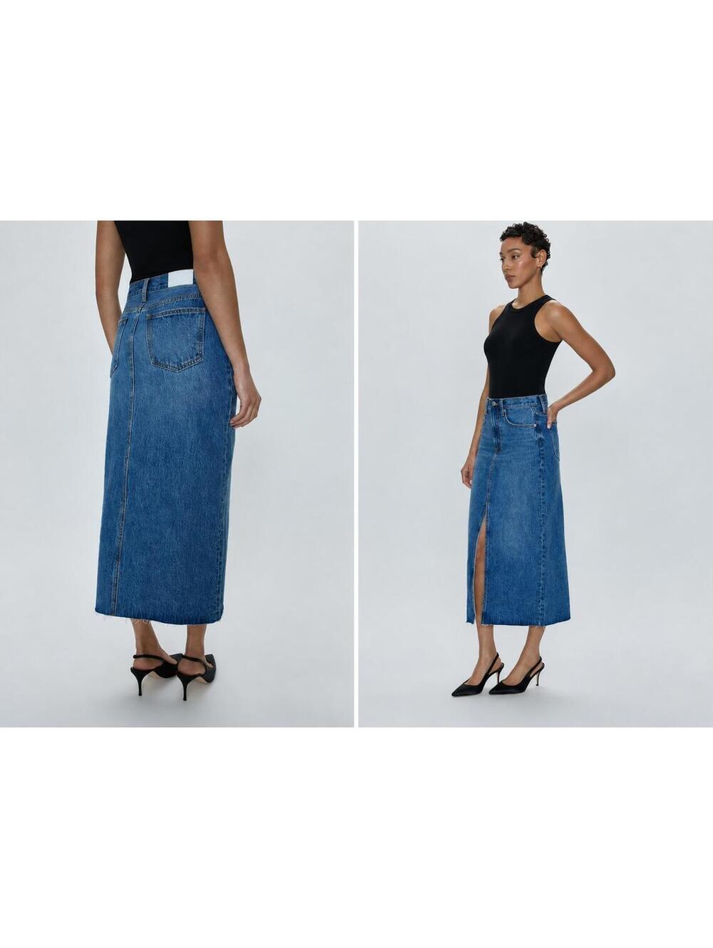 PISTOLA Alice Denim Skirt Midi Maui Wash Size 24 Premium 90's Style Denim